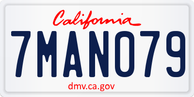 CA license plate 7MAN079