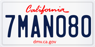 CA license plate 7MAN080