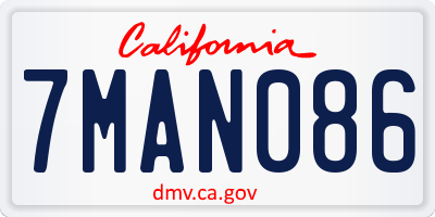 CA license plate 7MAN086