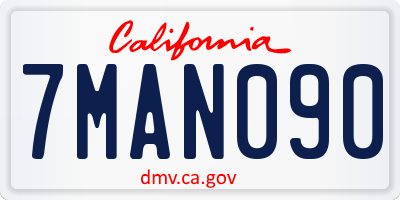 CA license plate 7MAN090