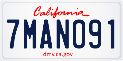 CA license plate 7MAN091