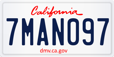 CA license plate 7MAN097