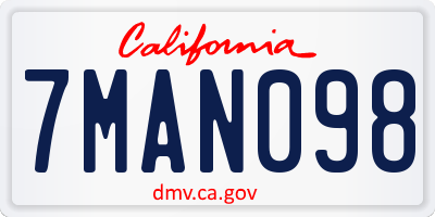 CA license plate 7MAN098