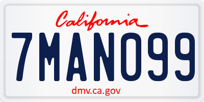 CA license plate 7MAN099