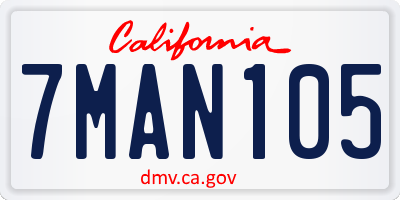 CA license plate 7MAN105