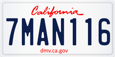 CA license plate 7MAN116