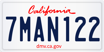 CA license plate 7MAN122