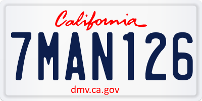 CA license plate 7MAN126
