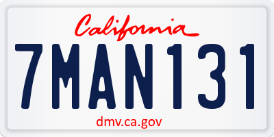 CA license plate 7MAN131