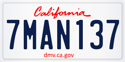 CA license plate 7MAN137
