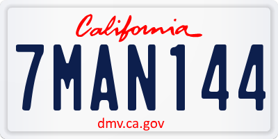 CA license plate 7MAN144