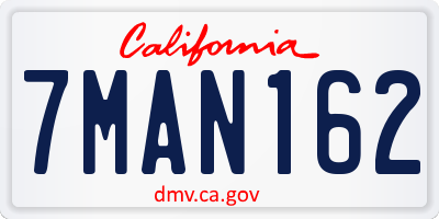 CA license plate 7MAN162
