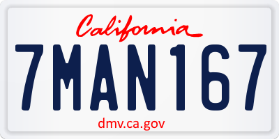 CA license plate 7MAN167
