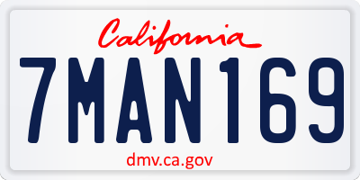 CA license plate 7MAN169