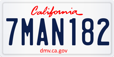 CA license plate 7MAN182