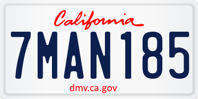 CA license plate 7MAN185