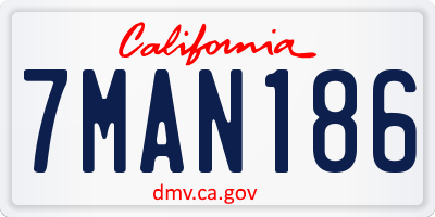 CA license plate 7MAN186