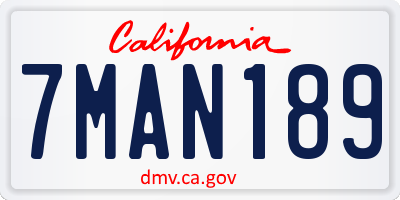 CA license plate 7MAN189