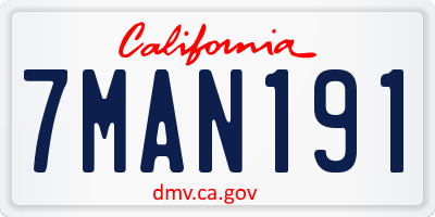 CA license plate 7MAN191