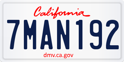 CA license plate 7MAN192