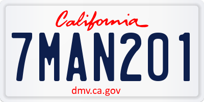 CA license plate 7MAN201