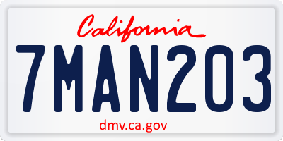 CA license plate 7MAN203