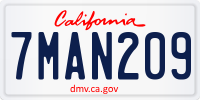 CA license plate 7MAN209