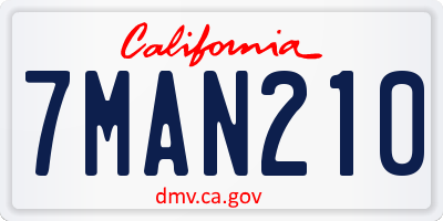 CA license plate 7MAN210