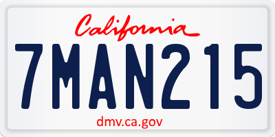 CA license plate 7MAN215