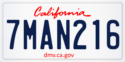 CA license plate 7MAN216