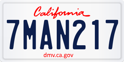 CA license plate 7MAN217