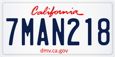 CA license plate 7MAN218