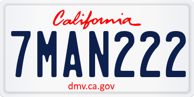 CA license plate 7MAN222