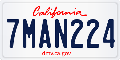 CA license plate 7MAN224