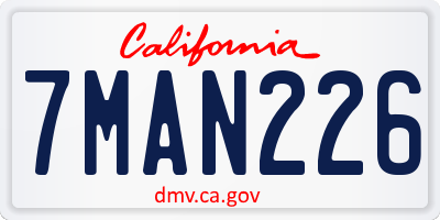 CA license plate 7MAN226