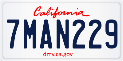 CA license plate 7MAN229
