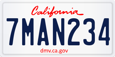 CA license plate 7MAN234