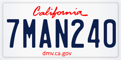 CA license plate 7MAN240