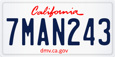 CA license plate 7MAN243