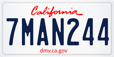 CA license plate 7MAN244