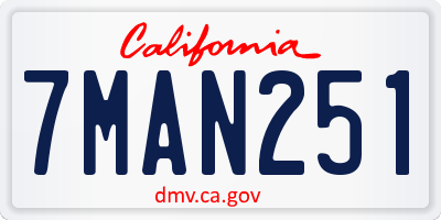 CA license plate 7MAN251