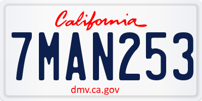 CA license plate 7MAN253