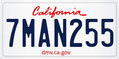 CA license plate 7MAN255