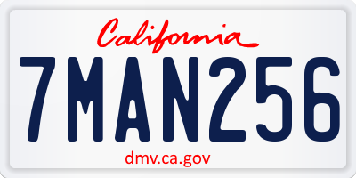 CA license plate 7MAN256