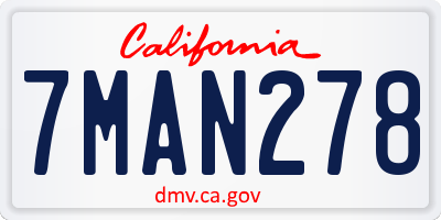 CA license plate 7MAN278