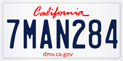 CA license plate 7MAN284