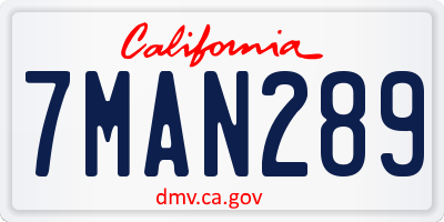 CA license plate 7MAN289