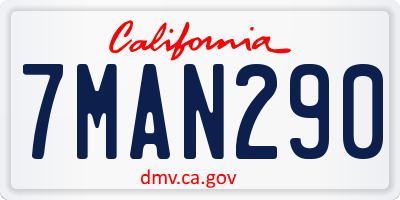 CA license plate 7MAN290