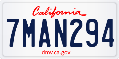 CA license plate 7MAN294