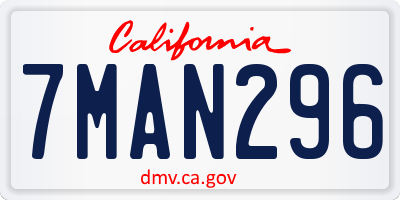 CA license plate 7MAN296